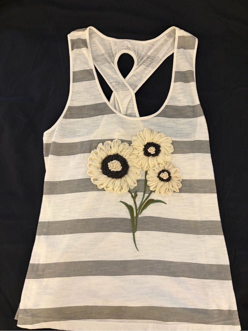Anthropologie Pilcro 2D Floral Tank Top Women’s M Striped Racerback